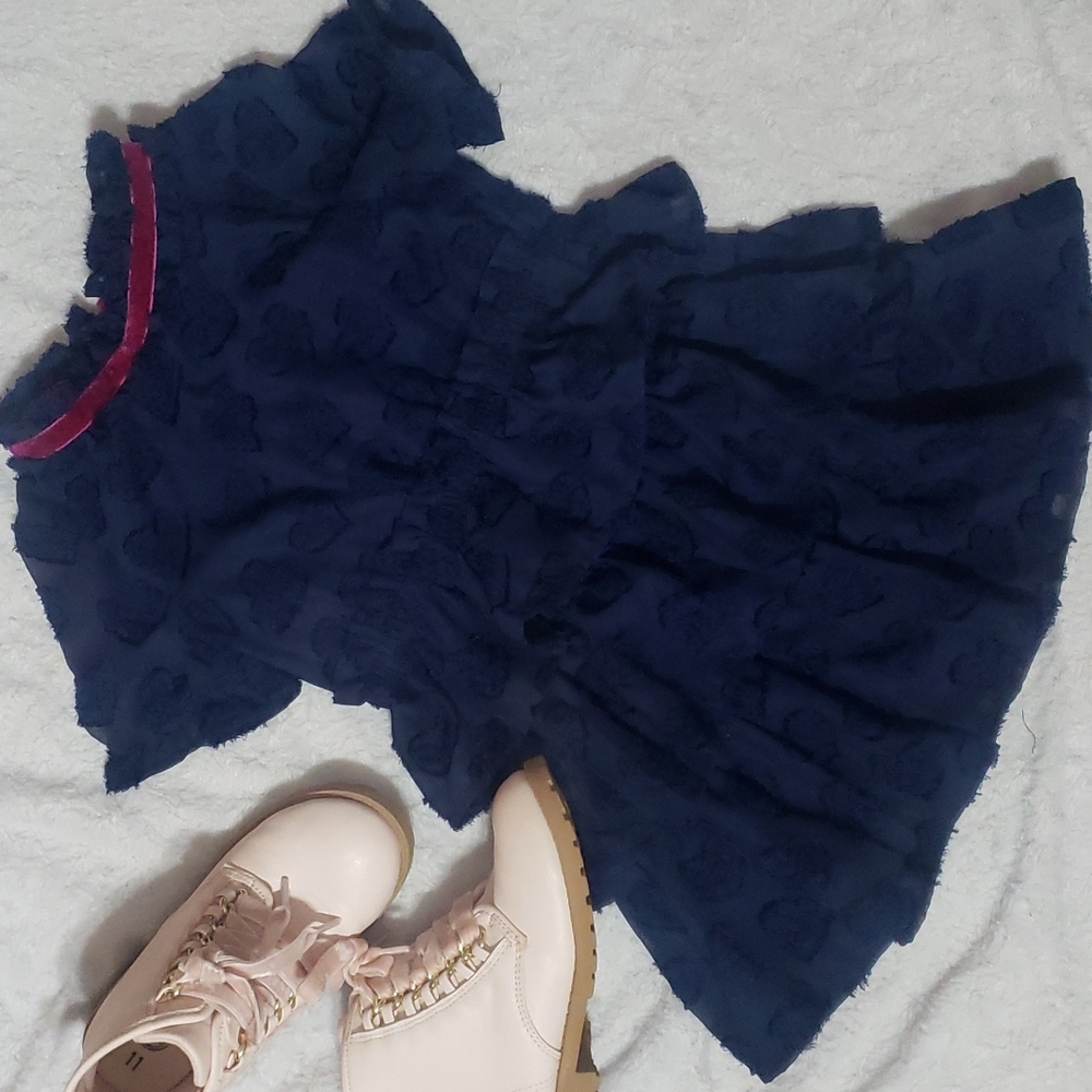 Navy 3tier short sleeve dress - Picture 1 of 4